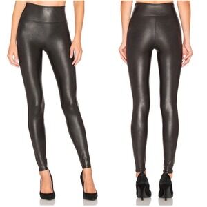 Spanx Faux Leather Leggings High Waisted Shaping Tummy Control‎ Black Large